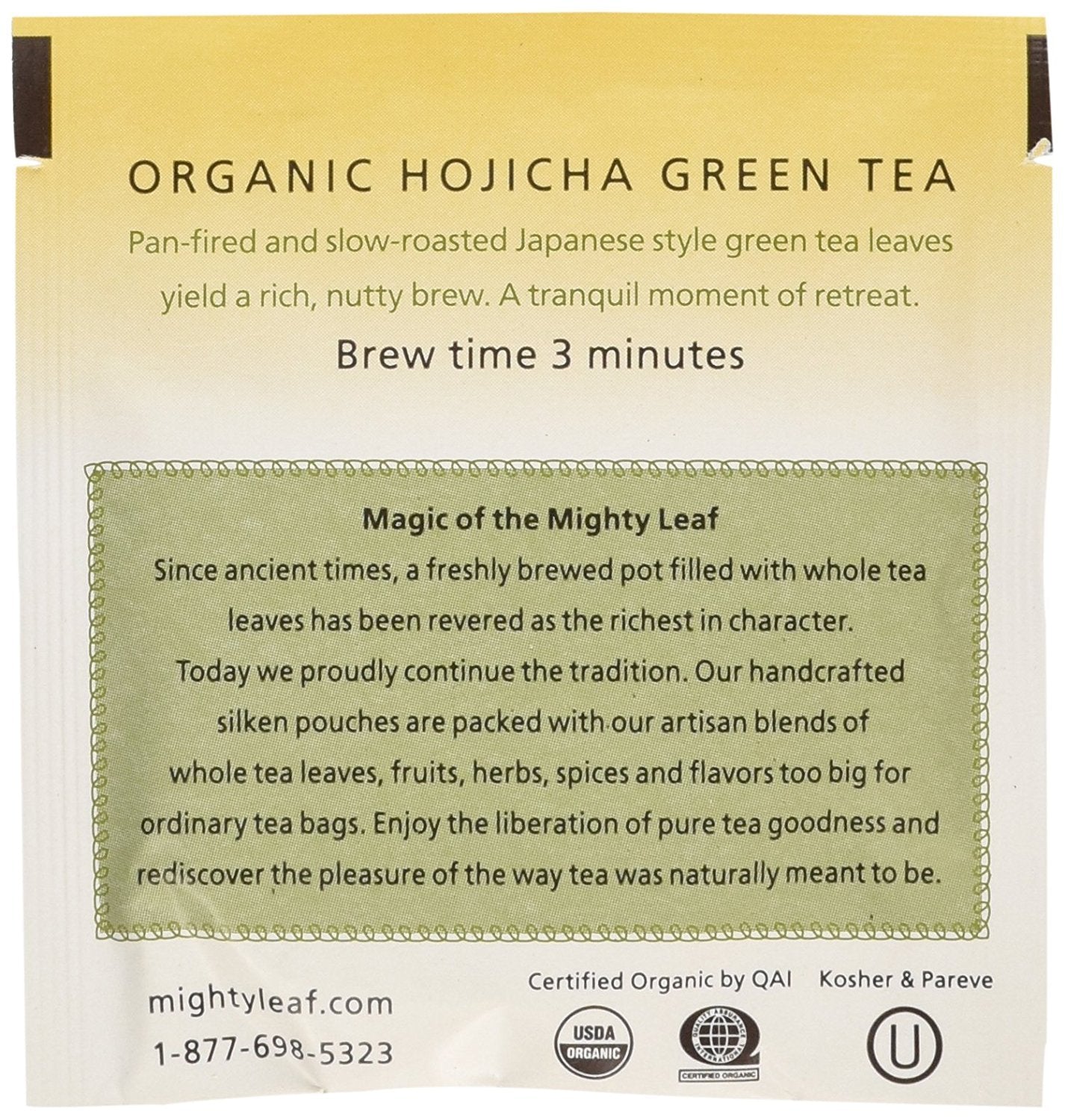 Mighty Leaf Organic Hojicha Green Tea  100 Tea Pouches
