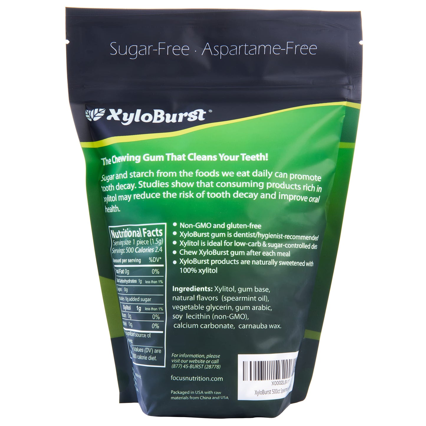 Xyloburst Gum | Xylitol Chewing Gum | Sugar Free, Gluten Free, Keto Friendly | Aspartame Free Gum For Oral Health | Spearmint Gu