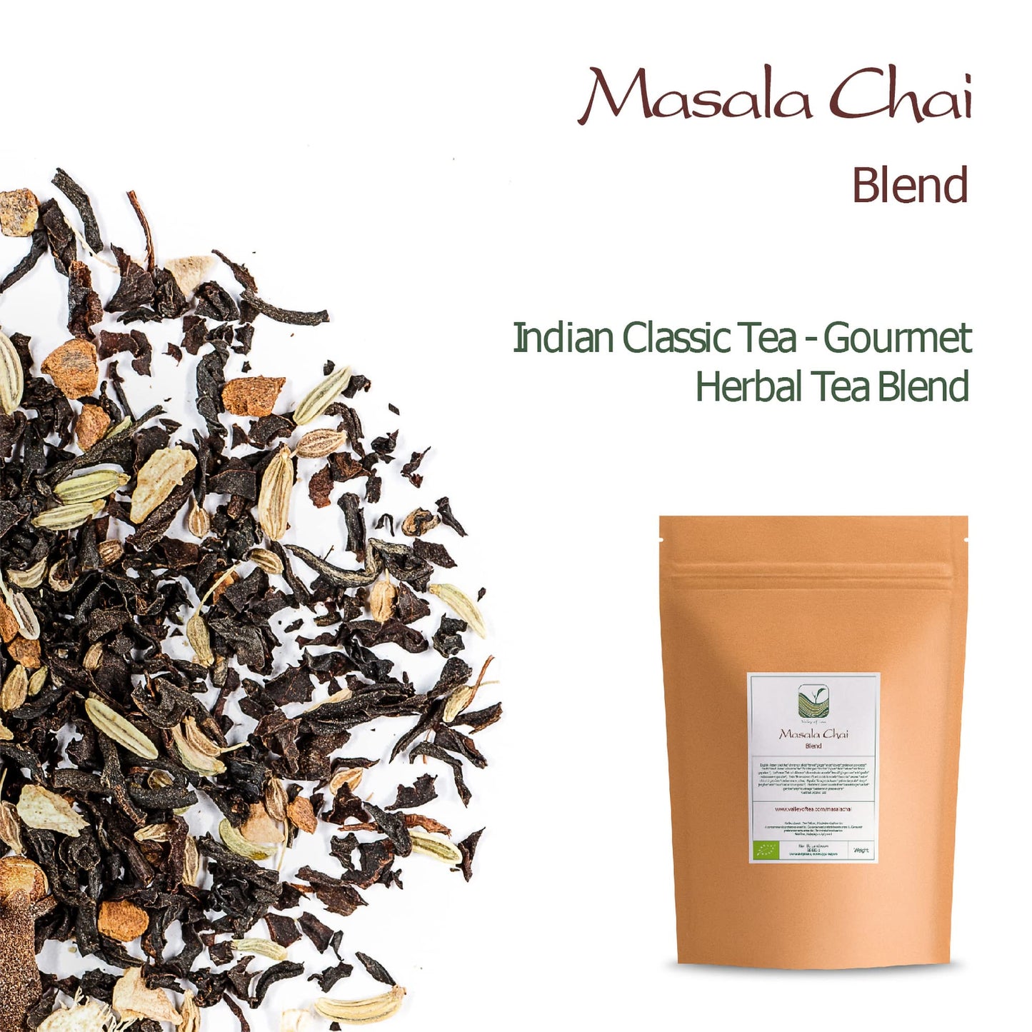 Masala Chai Organic Black Tea - Indian Black Tea Blended With Spices - Loose Leaf Englisch Style Breakfast Tea Chai Tea Loose Le