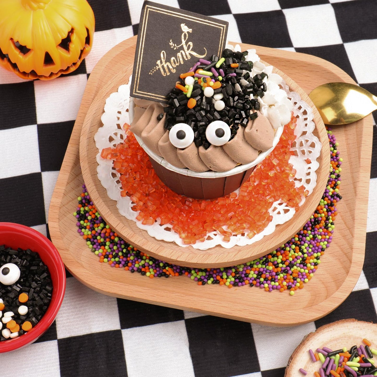 Halloween Sprinkles Edible  5oZ Fall Eyeball Sprinkles for Cake Decorating with White Black Orange Confetti Nonpareils Jimmies and Sugar  Cupcakes Cookie Ice Cream Baking Toppings