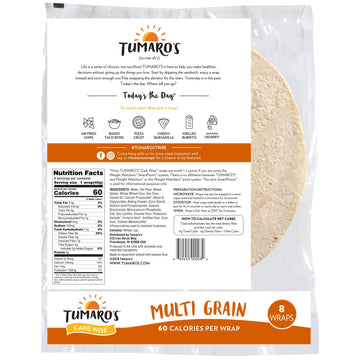 Tumaro'S 8'' Carbwise Wraps - Multigrain - 8 Count - Case Of 6