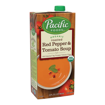 Pacific Foods Organic Roasted Red Pepper And Tomato Soup, 32 Fl Oz Carton