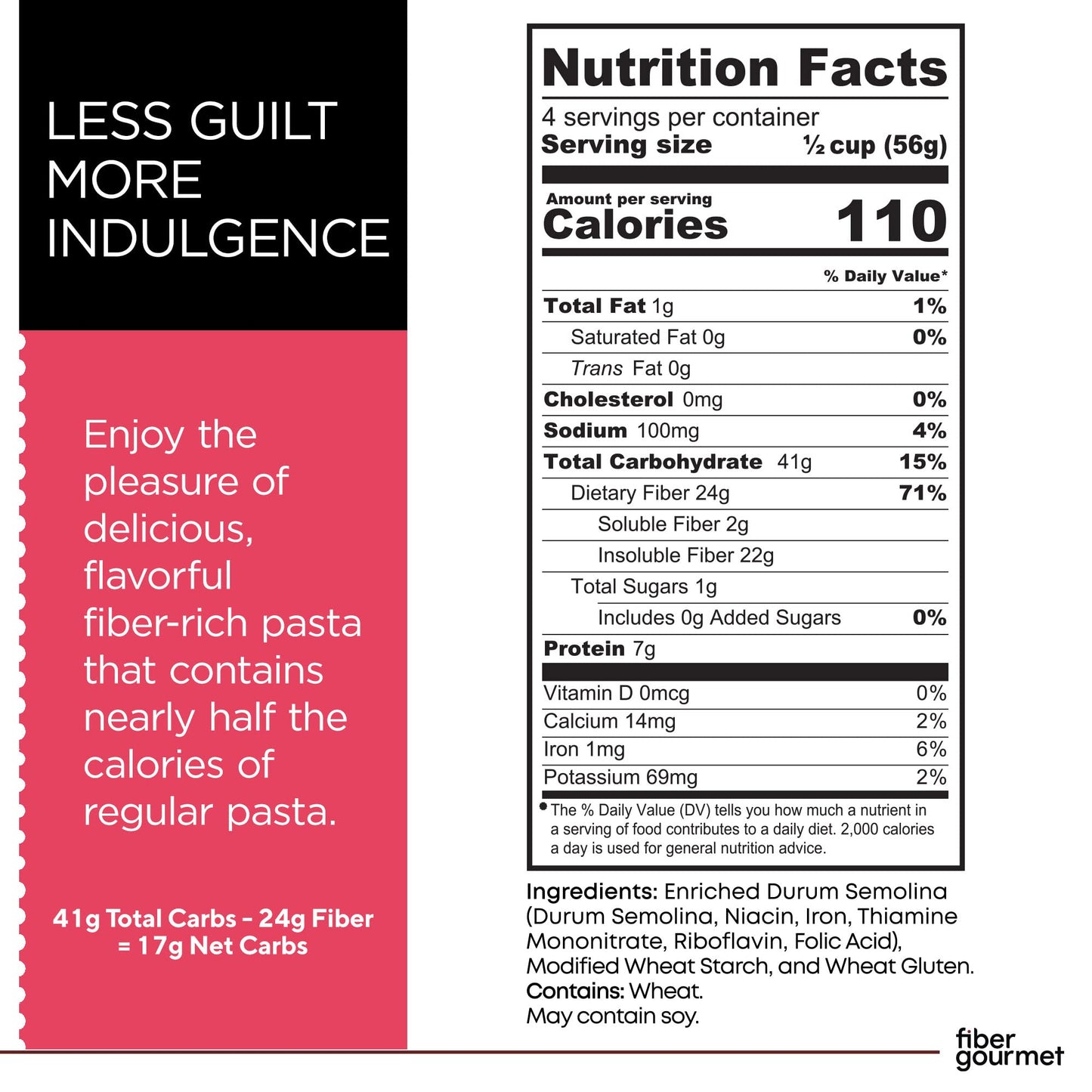 Fiber Gourmet Light Penne Pasta – Low Carb, High Fiber, Low Calorie, Non-Gmo, Healthy, Made In Italy – Kosher Certified Penne Pasta – 8 Oz Box – Pack Of 6