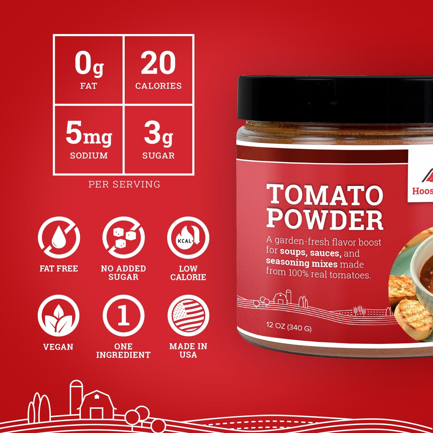Hoosier Hill Farm Premium Tomato Powder, 12Oz (Pack Of 1)