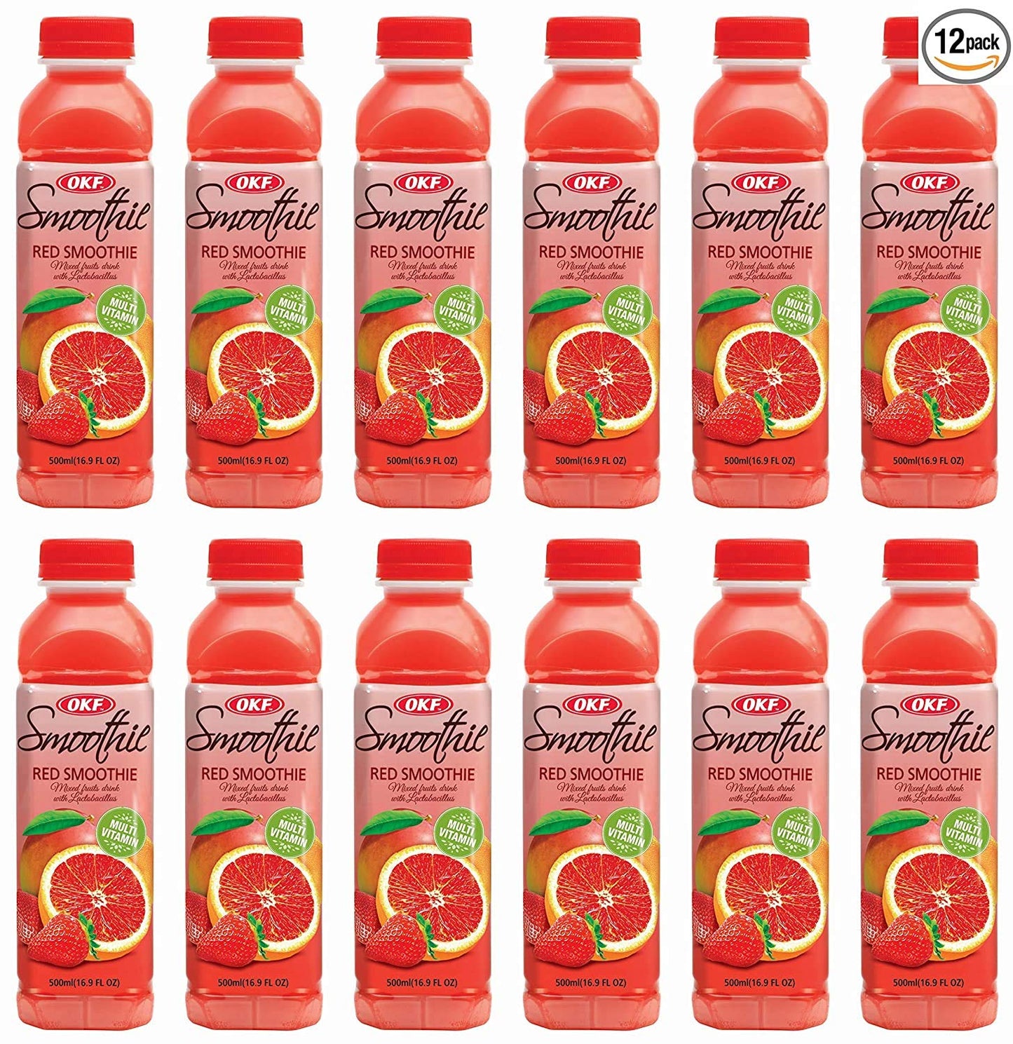 OKF Smoothie Multi Vitamin Drink, 16.9 Fl Oz, Pack of 12, Red Flavor