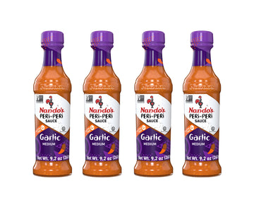 Nando'S Peri Peri Garlic Sauce - Medium Heat Tangy Flavor | Gluten Free Hot Sauce, 9.1 Oz Bottles (4 Pack)