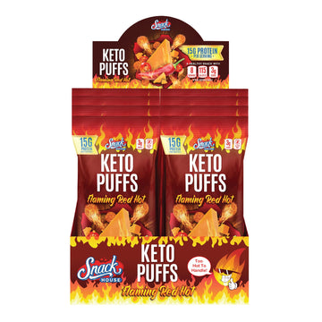 Flamin Hot High Protein Puffs, Healthy Snack Food For Adults & Kids, Low Carb Diet & Keto Friendly Snack, Cheese Puffs-Gluten &