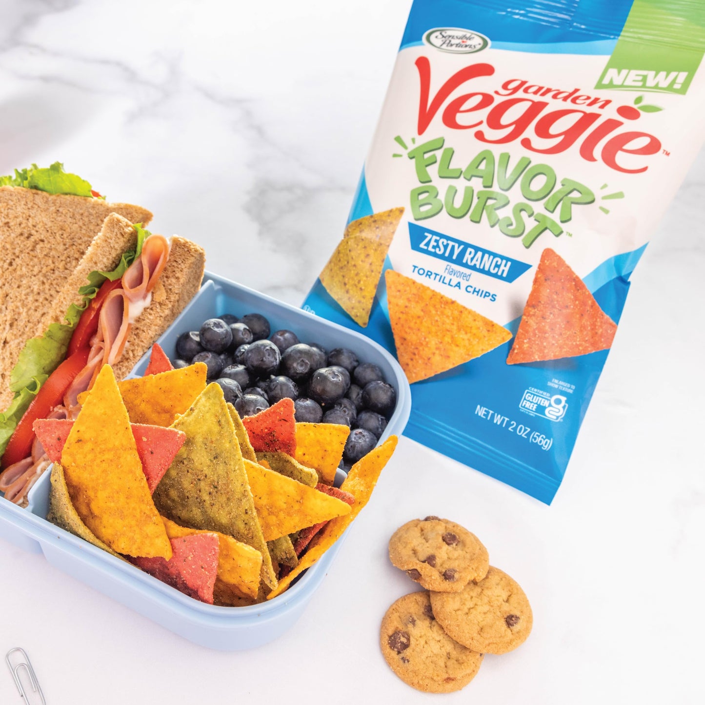 Sensible Portions Garden Veggie Flavor Burst Tortilla Chips, Ranch, 2 Oz (Pack of 12)