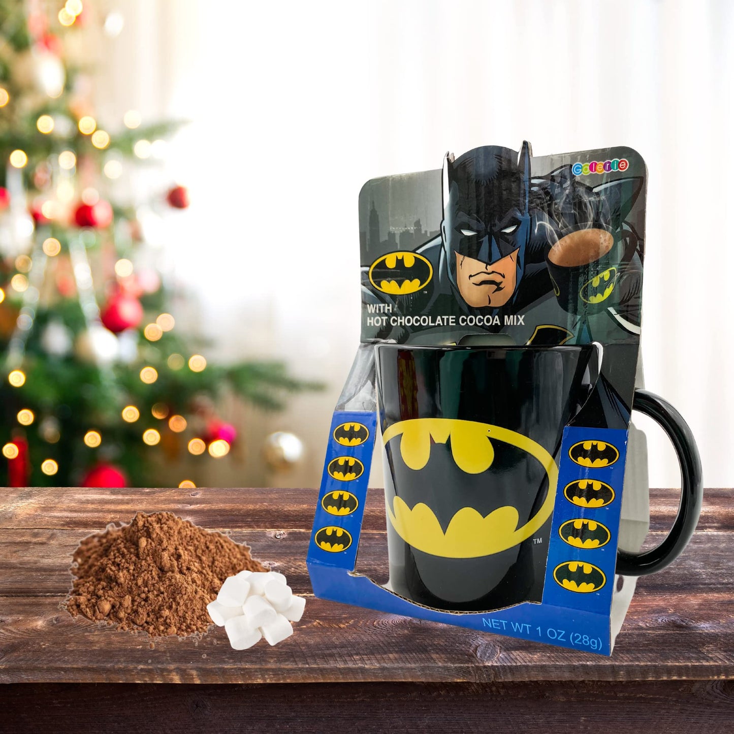 Galerie Dc Comics Batman Jumbo Mug Gift Set With Hot Chocolate Mix, Christmas Coffee Cup And Cocoa Powder, 1 Ounce