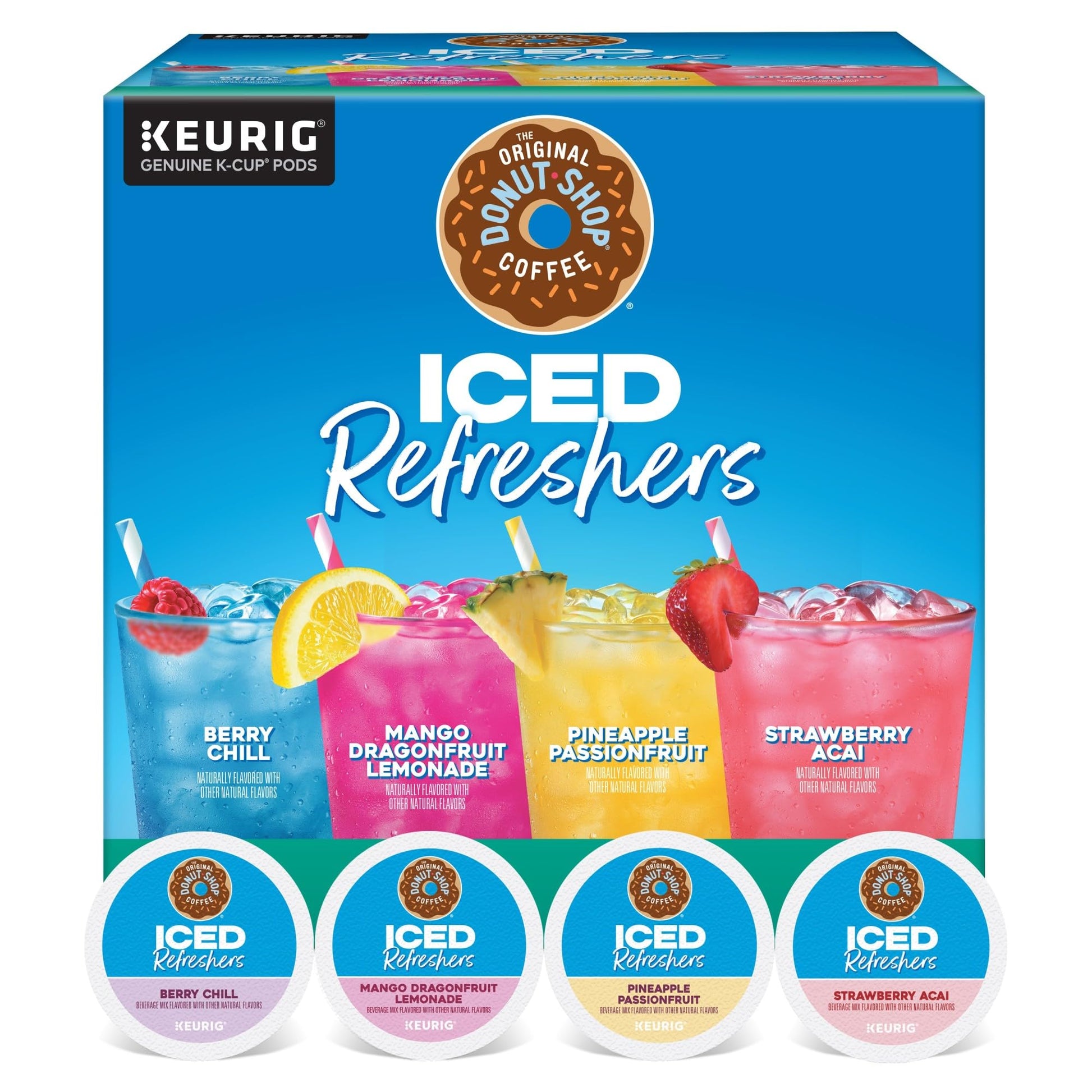 The Original Donut Shop, Iced Refreshers, Keurig Single Serve K-Cup Pod Variety Pack, Strawberry Acai, Pineapple Passionfruit, M