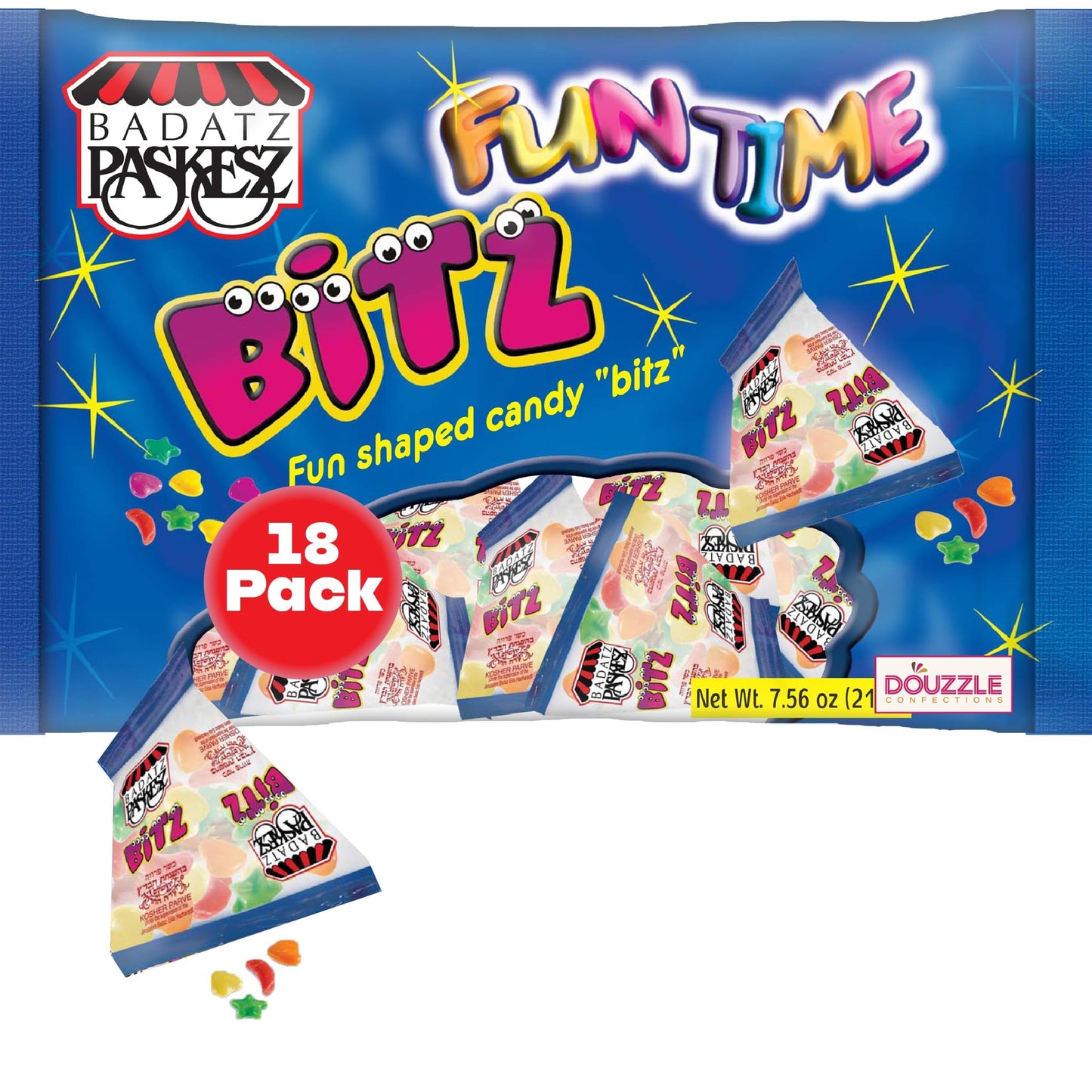DOUzzle Back To School Fun Time Candy Bitz Bags Mini Candy Packs (18 Count - 1 Pack) Individually Wrapped, Party Favor, Goodie B