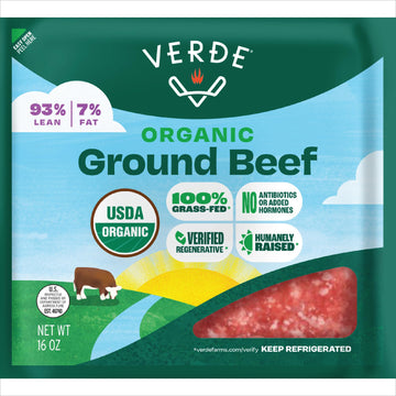 Verde Farms, Ground Beef 93% Lean/7% Fat, Organic, Grass-Fed, 1 lb