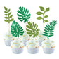YCTHUNFISH 24 Pack Cupcake Toppers, Tropical Palm Leaves, Glitter Green, Bamboo, Hawaiian Theme Decorations for Parties