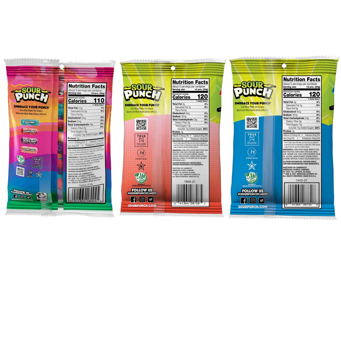 Sour Punch Fruity Mystery Straws Bundle 3 Items Gift Assortment 4.5 Ounce Pack Each, 3 Packs Total (5Oz: Strawberry, Blue Raspberry & Sweet Bites)
