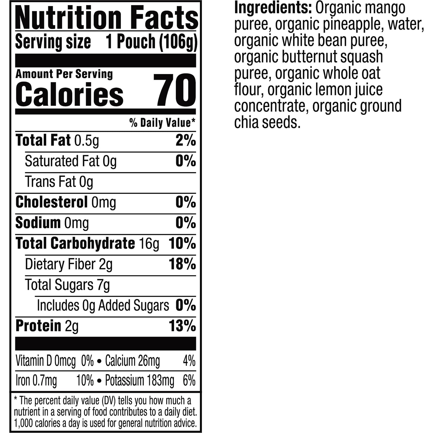 Plum Organics Mighty 4 Organic Toddler Food - Mango, Pineapple, White Bean, Butternut Squash, And Oat - 3.75 Oz Pouch (Pack Of 1