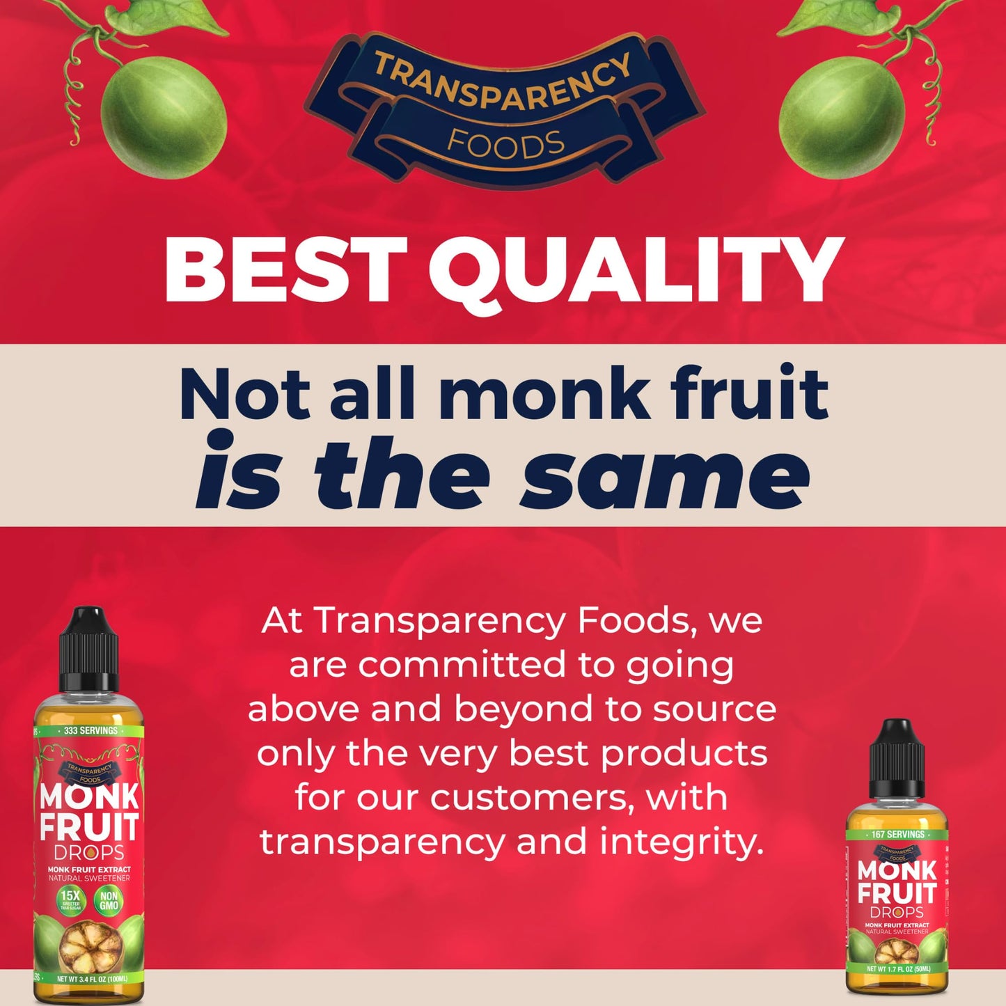 Monk Fruit Extract (6 Drops = 1 Tsp of Sugar) Zero Calories  Non-GMO  No Fillers - Liquid Monk Fruit Sweetener No Erythritol by Transparency Foods NEW FORMULA (10.2 oz  999 servings)