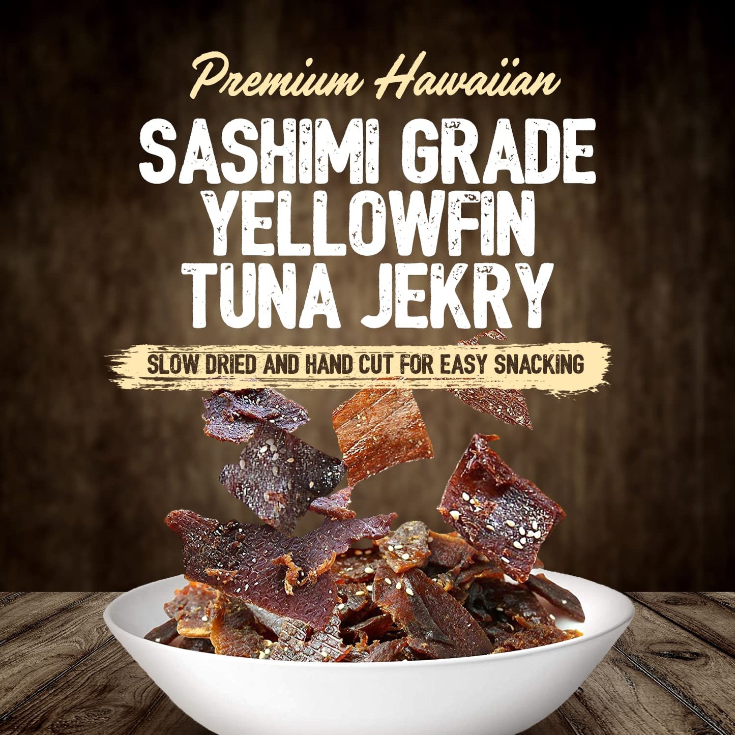 Kaimana Jerky Ahi Tuna Jerky - Kiawe Smoked Sea Salt, All Natural, 2 Ounce, Soft and Tasty, Premium Fish Jerky Made in the USA