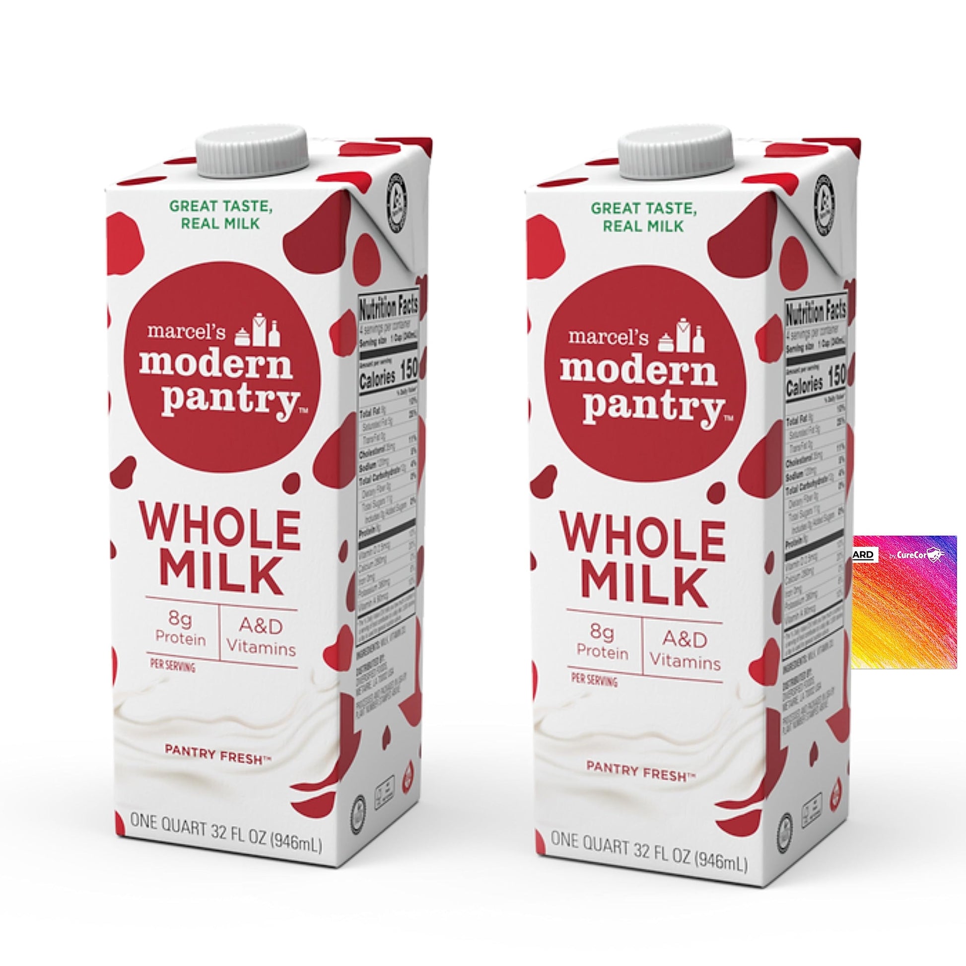 CURECOR Shelf-Stable Milk Bundle - 2 Pack Marcels Whole Milk 32oz Cartons