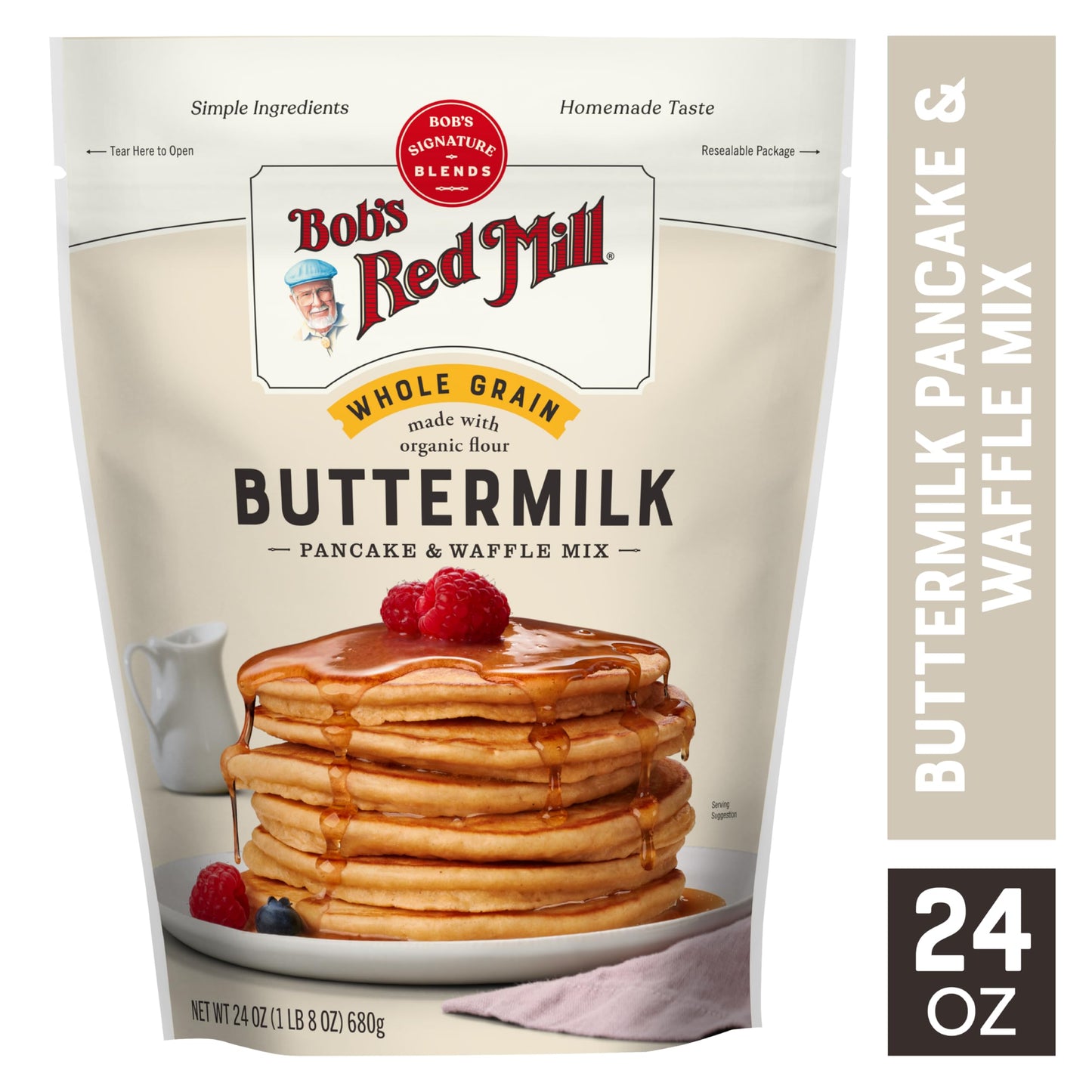 Bobs Red Mill Organic Buttermilk Pancake & Waffle Mix, 24 oz (Pack of 1) - Organic, Kosher, Packaging May Vary