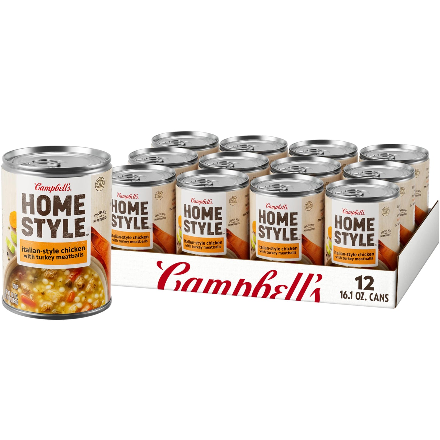 Campbell'S Homestyle Italian-Style Chicken Soup With Turkey Meatballs, 16.1 Oz Can (Case Of 12)