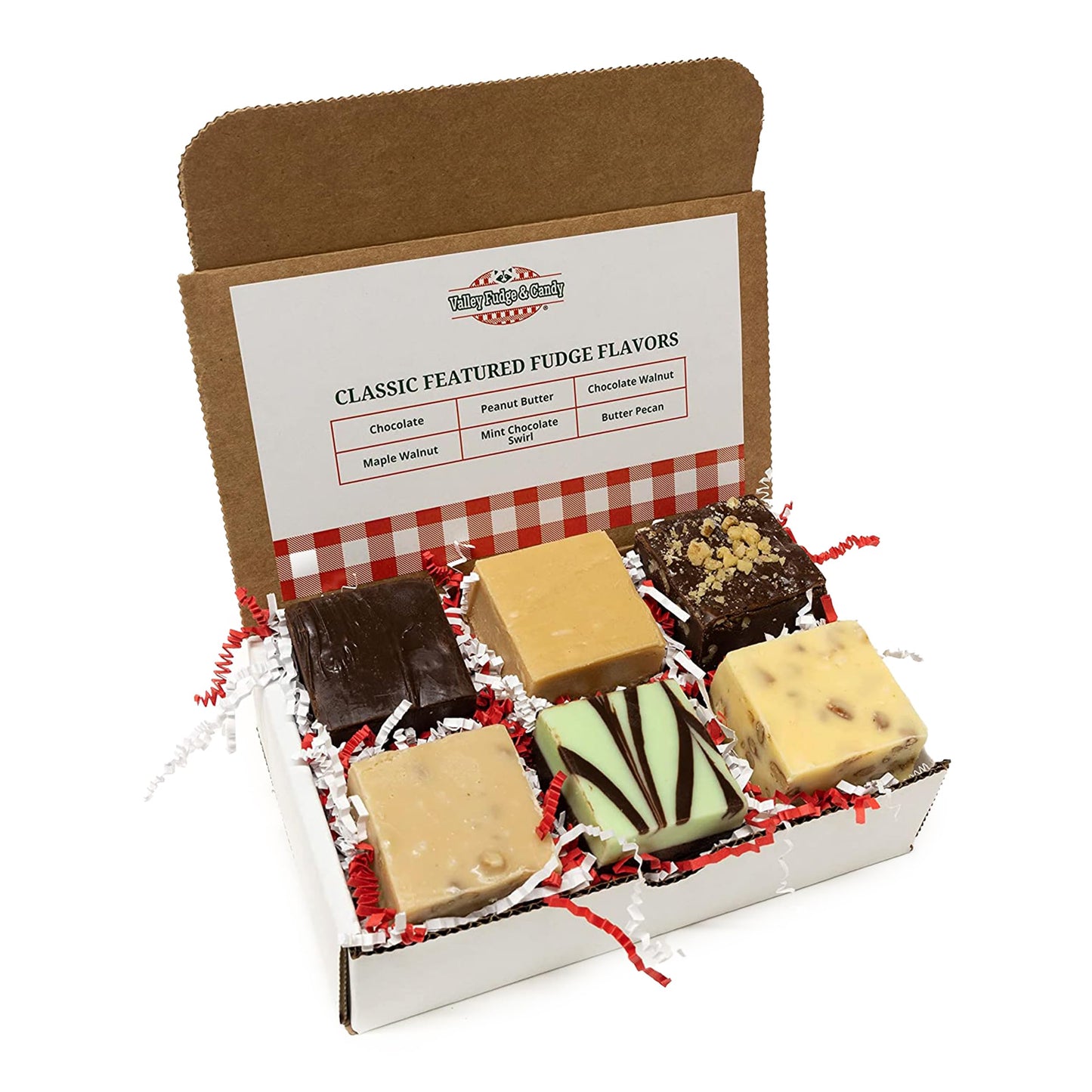 Valley Fudge Assorted Gift Box, Classic Flavors, 6 Pieces, 1.5 lbs, Individually Wrapped Gourmet Candy