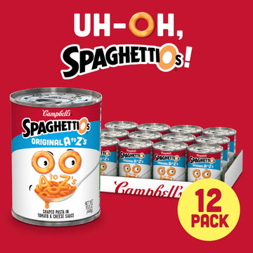 Spaghettios Original A To Z'S Canned Pasta, Healthy Snack For Kids And Adults, 15.8 Oz Can (Pack Of 12)