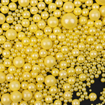 Yellow Sprinkles for Cake Decorating, 120g/4.23oz Edible Yellow Pearl Sprinkles Mix, Sugar Candy Pearls for Baking, Cookie Decor