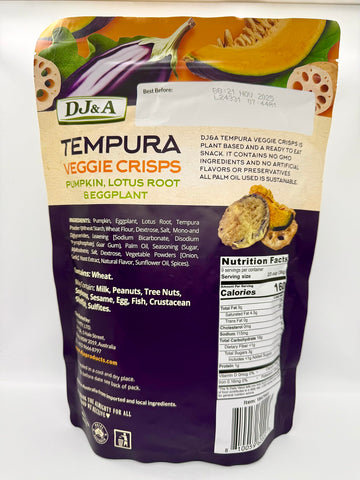 Tempura Veggie Crisps By Dj&A, Crafted From Pumpkin, Lotus Root & Eggplant, No Gmo, No Artificial Flavors Or Preservatives, 270G