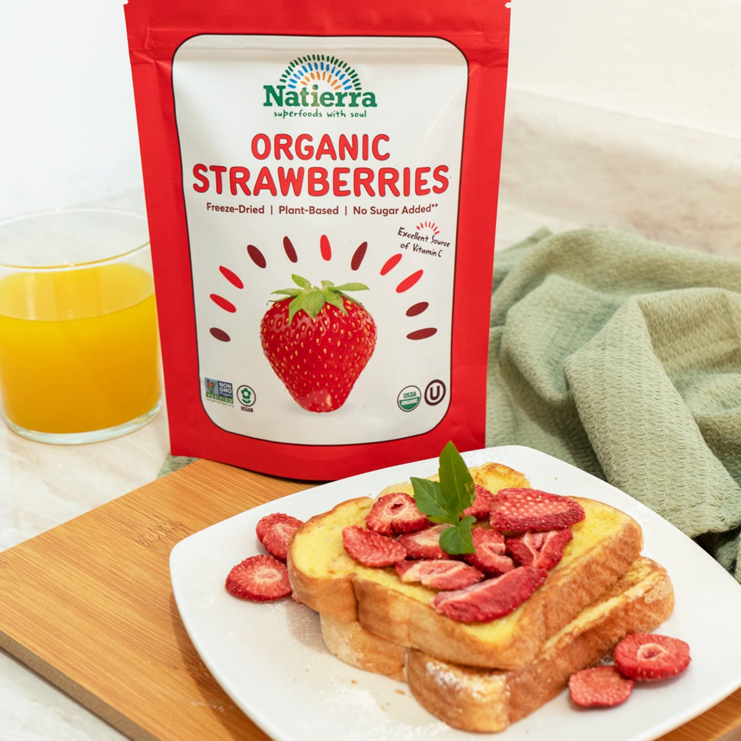 Natierra Organic Freeze-Dried Strawberries | Usda Organic, Non-Gmo & Vegan Strawberry | 0.8 Ounce (Pack Of 2)