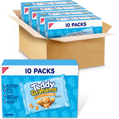 TEDDY GRAHAMS Honey Graham Snacks, 40 Kids Snack Packs (4 Boxes)