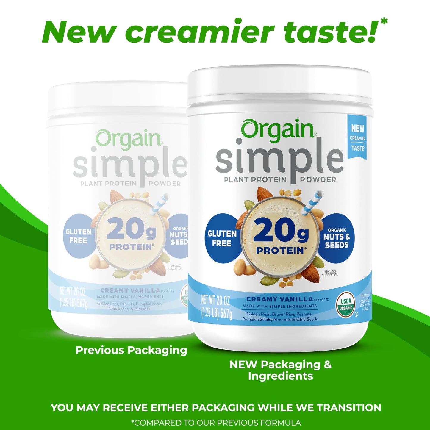 Orgain Organic Vegan Protein Powder, 20g Plant Based Protein, Gluten Free, Vanilla, 15 Servings, Model 0851770007481