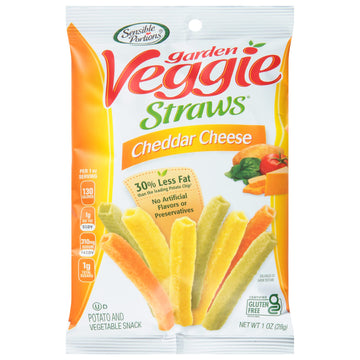 Sensible Portions Garden Veggie Straws, Cheddar Cheese, Snack Size, 1 Oz (Pack Of 24)
