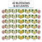 Global Sugar Art Summer Blossom, Roses And Leaves Edible Sugar Cake & Cupcake Flowers, Assorted Colors, Small Unwired, 42 Count