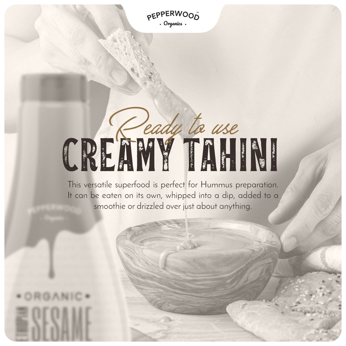 Organic Ethiopian Sesame Tahini - Squeezable Creamy & Ready Tahini Paste 12.3 Ounce (2-Pack) - Hulled, Unsalted, Non-GMO, Gluten