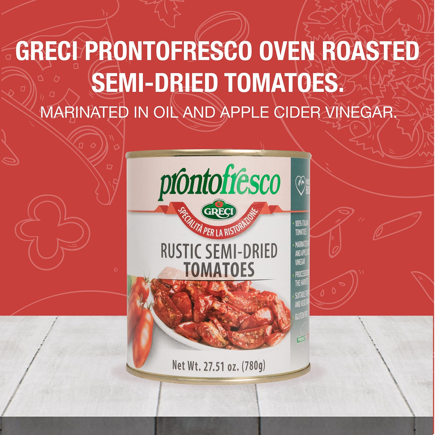Semi Dried Tomatoes In Oil, 27.5 Oz, Italian Sundried Tomatoes. Soft Oven Roasted Tomatoes By Greci Pronto Fresco.