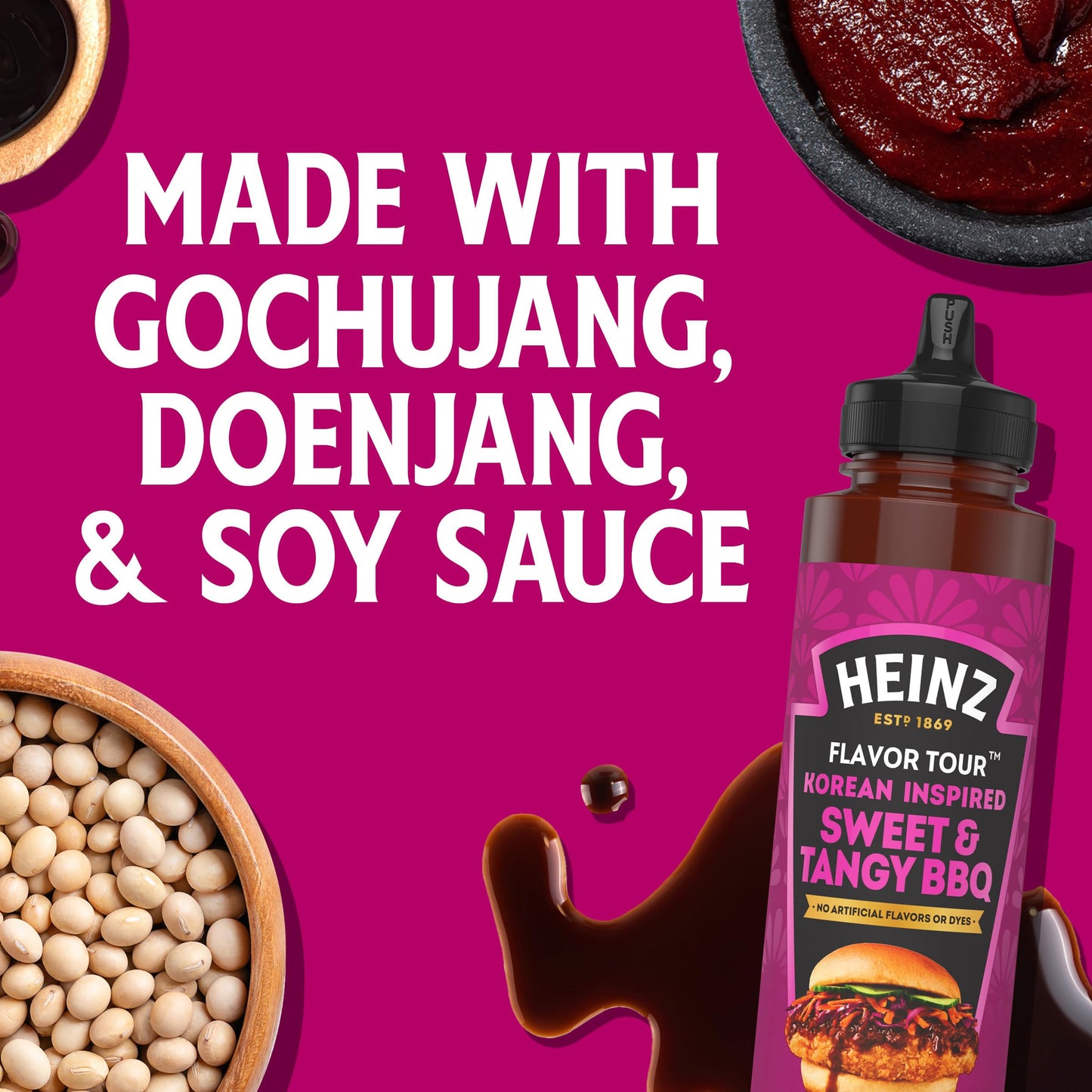 Heinz Flavor Tour Korean Inspired Sweet & Tangy Bbq Sauce, 10 Fl Oz Bottle