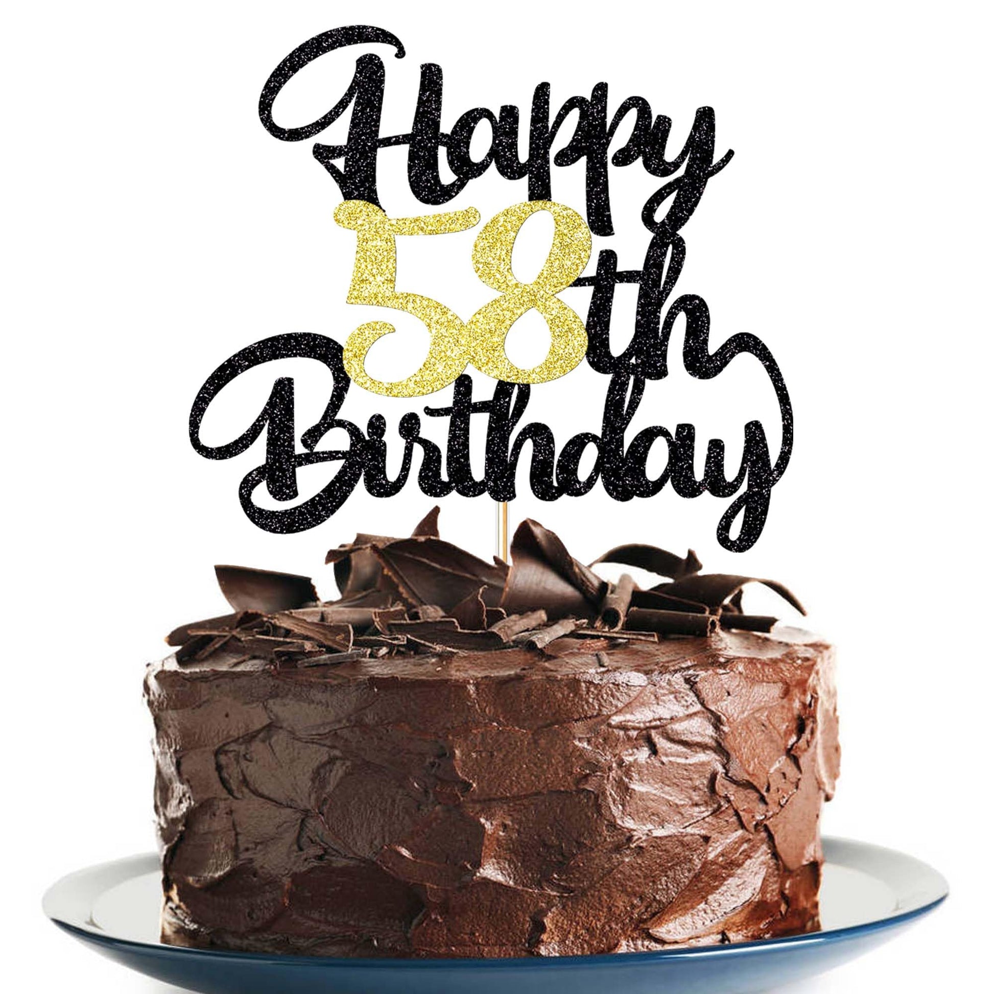 Klionjor 58Th Happy Birthday Cake Topper Happy Birthday Cake Decoration 58Th Birthday Party Decoration Gift Pluflavor Blend (58)
