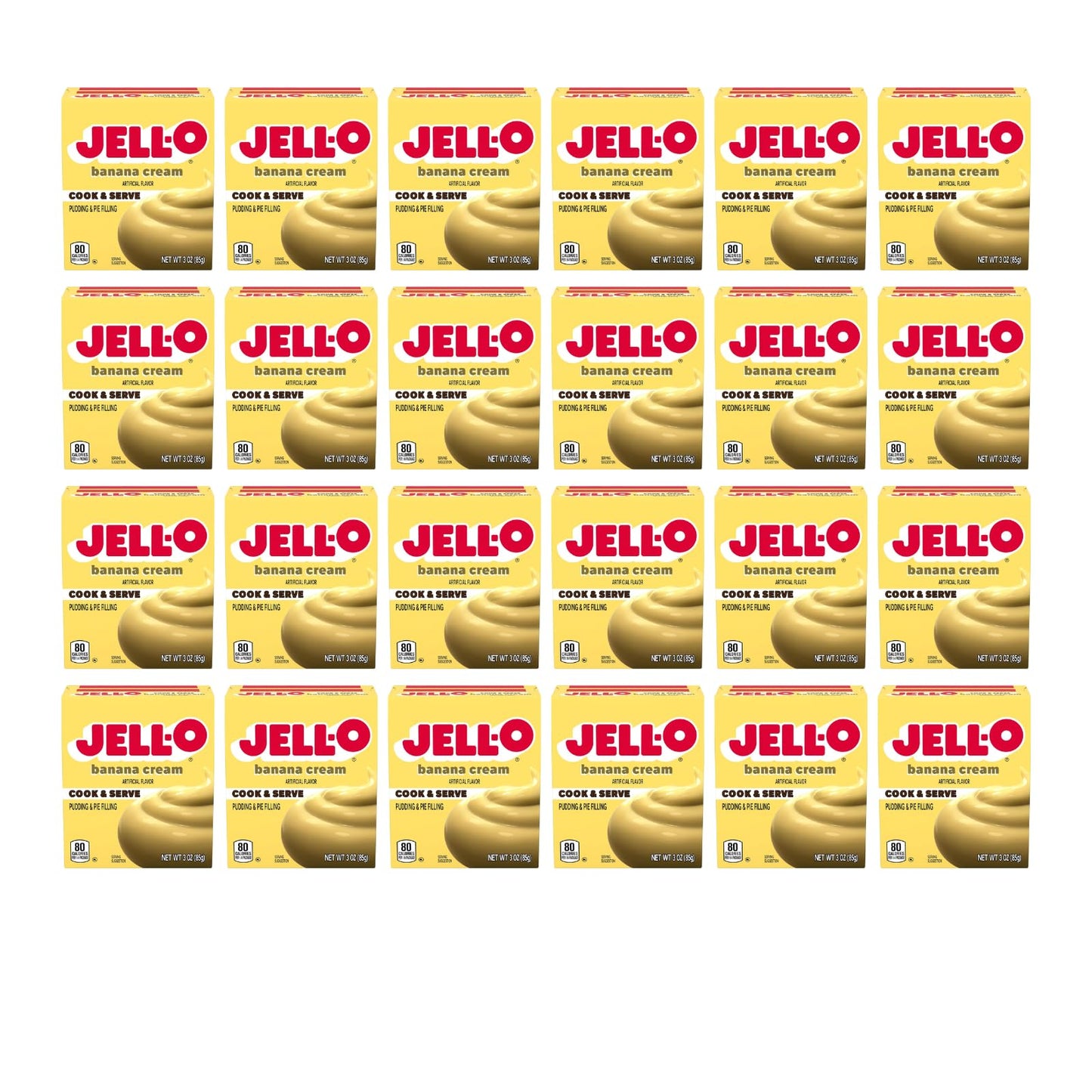 JELL-O Banana Cream Cook & Serve Pudding & Pie Filling (3 oz Boxes, Pack of 24)