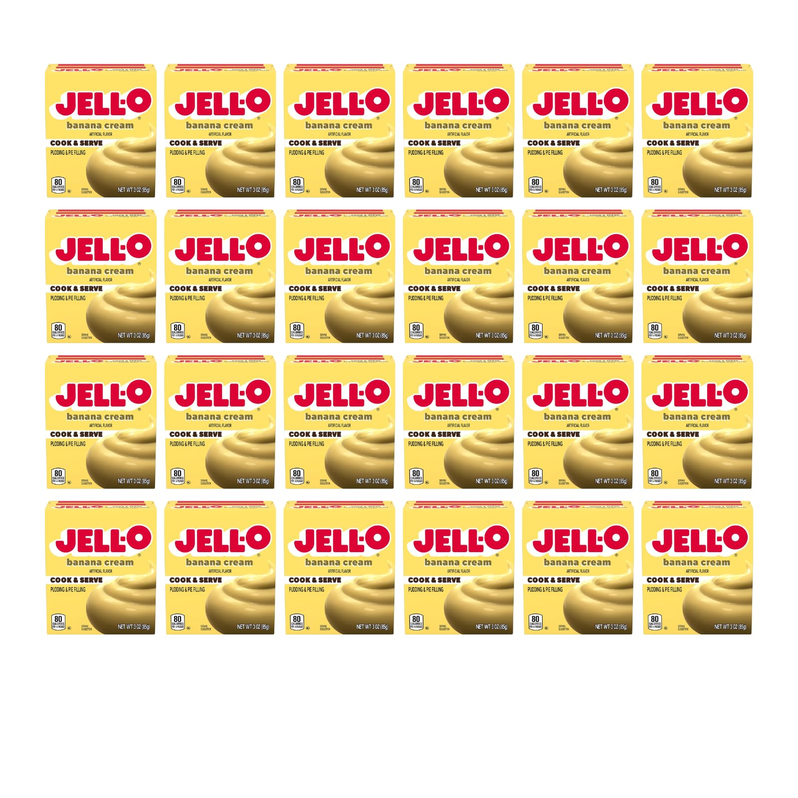 JELL-O Banana Cream Cook & Serve Pudding & Pie Filling (3 oz Boxes, Pack of 24)
