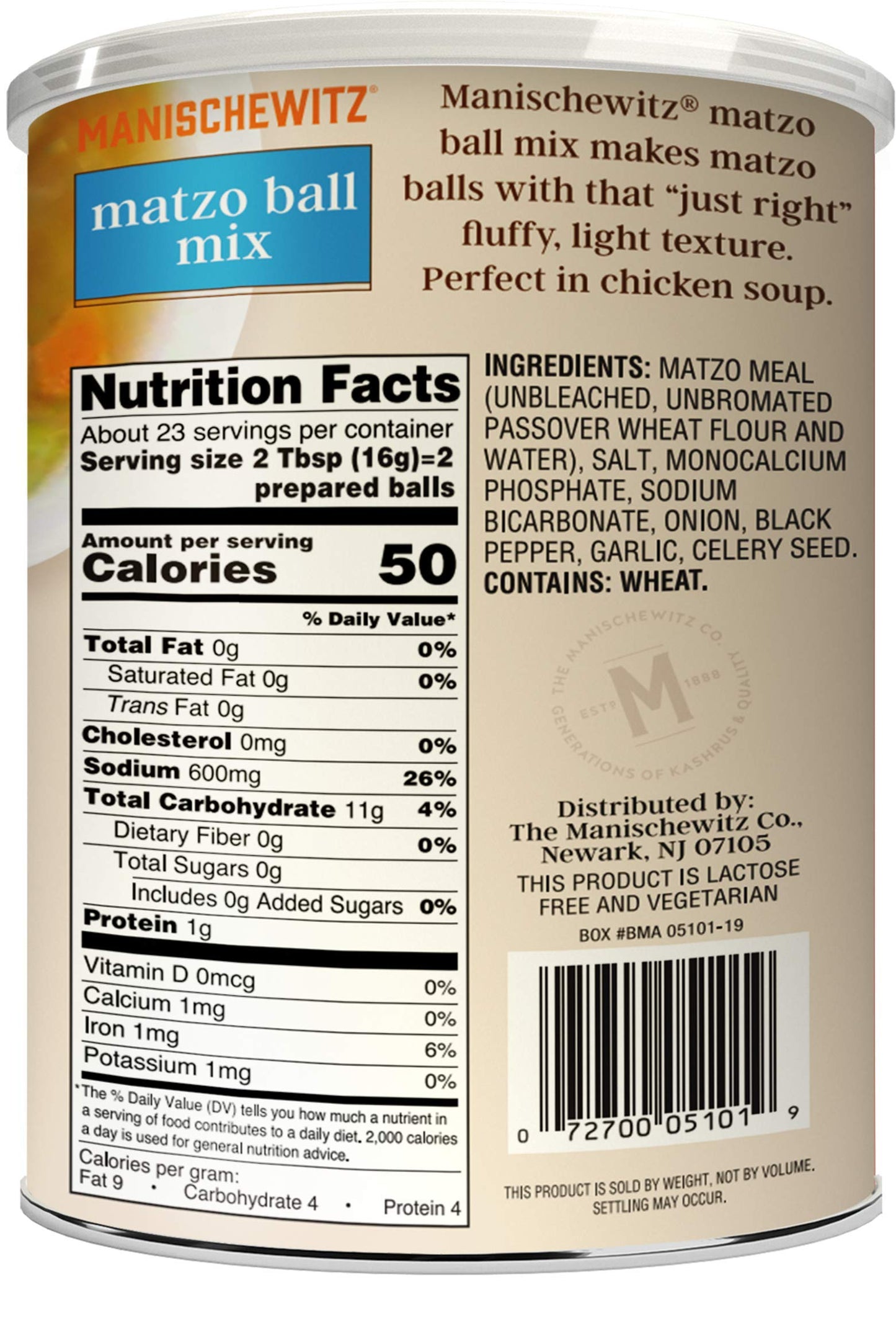 Manischewitz Family Size Original Matzo Ball Mix 13oz (2 Pack) in Resealable Container
