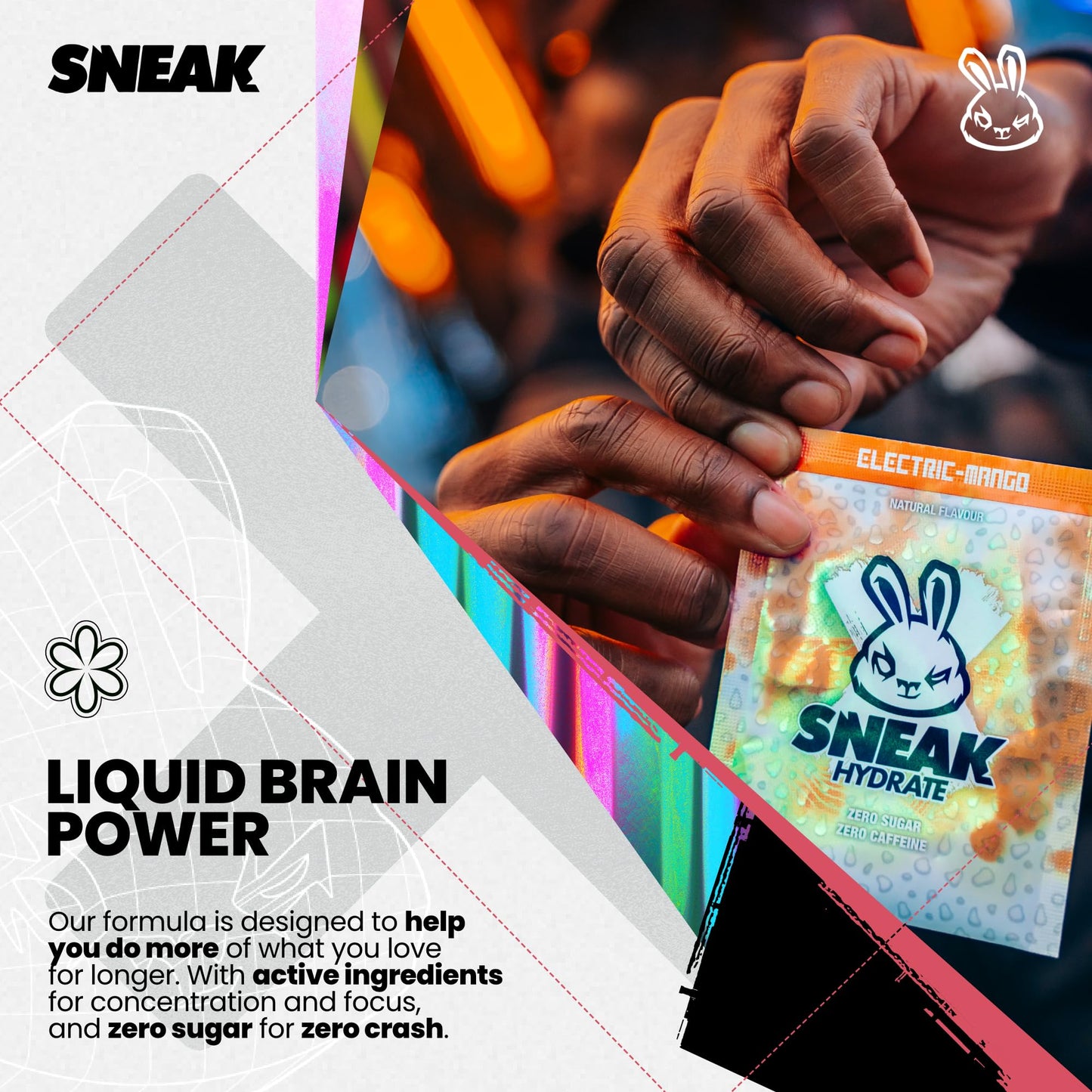 SNEAK Energy Drink Starter Pack - 9 Sachets, Natural Caffeine, Focus-Boosting Nootropics, Monochrome Shaker, 0.35 Ounce