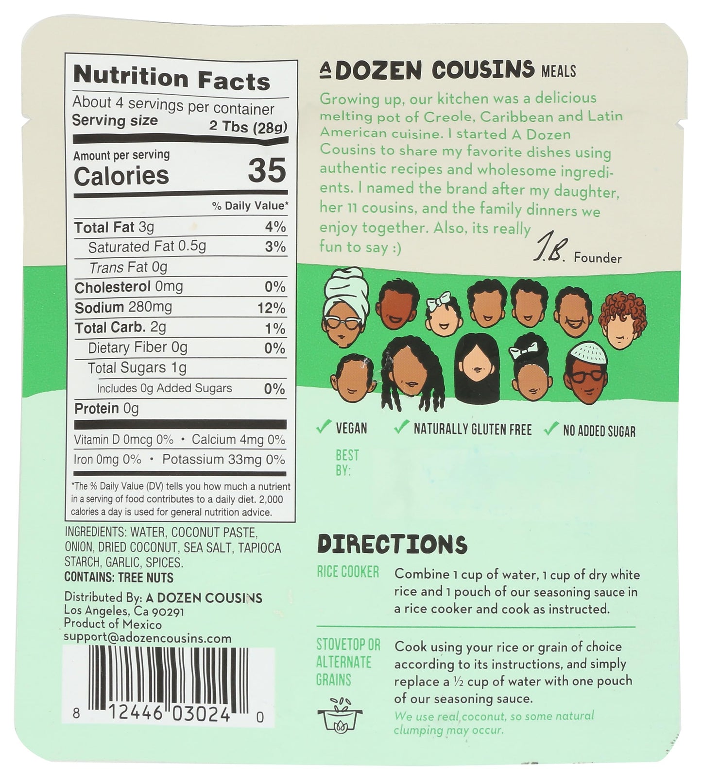 A Dozen Cousins, Sauce Rice Seasoning Carribean Coconut, 4 Ounce