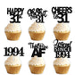 18pcs Black Glitter Happy 31st Dessert Cupcake Topper Pick for Funny Legend Since 1994 Theme Decor Supplies Men Women Happy 31 B