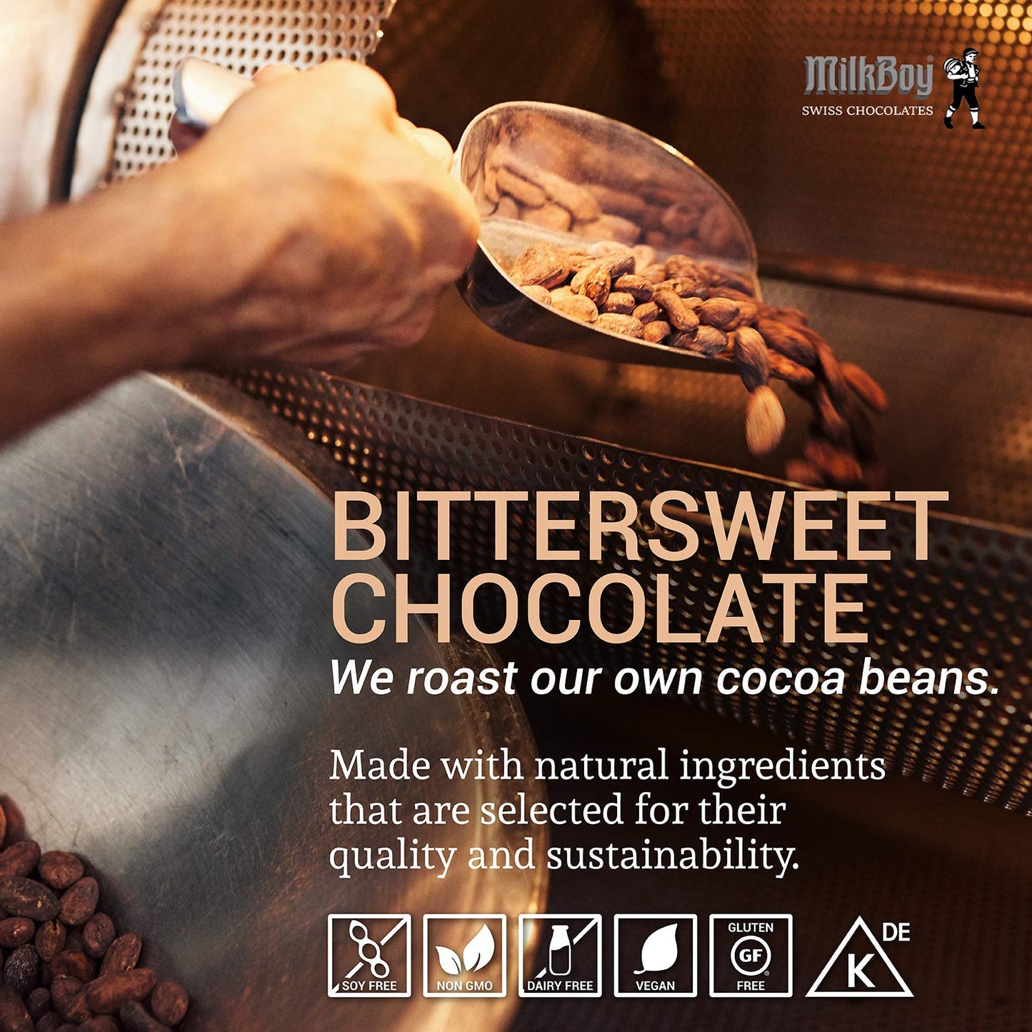 Milkboy Swiss Chocolates Dark Chocolates - 72% Cocoa  Made in Switzerland  Dairy Free  Vegan  Gluten-Free  Non-GMO  Kosher  Sustainably Farmed  European Chocolate - 3 oz  Pack 2