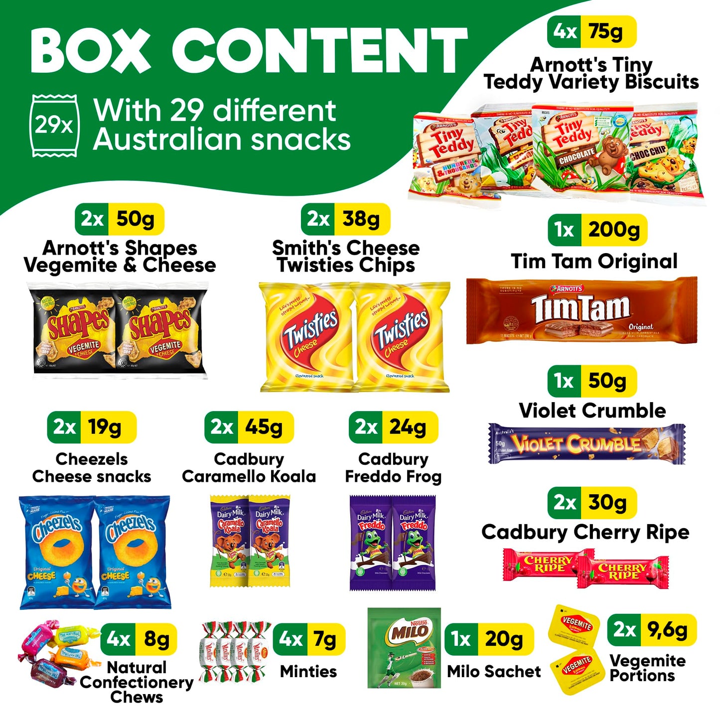 Australian Snack Gift Box Mega 29 Pack, Best Aussie Candy and Food Products, Authentic Taste of Australia, Large Snack Box - Aus