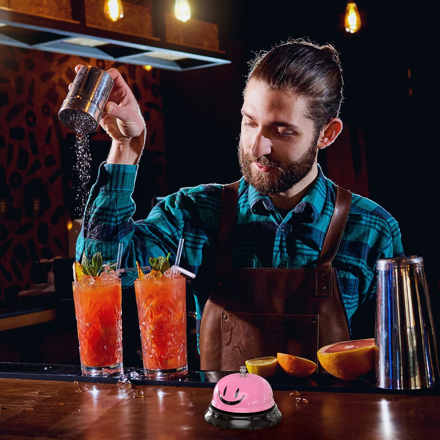 Call Bell, Service Bell Dinner Desk Bell For The Porter Kitchen Restaurant Bar Hotel Schools (2 Pack, Pink)