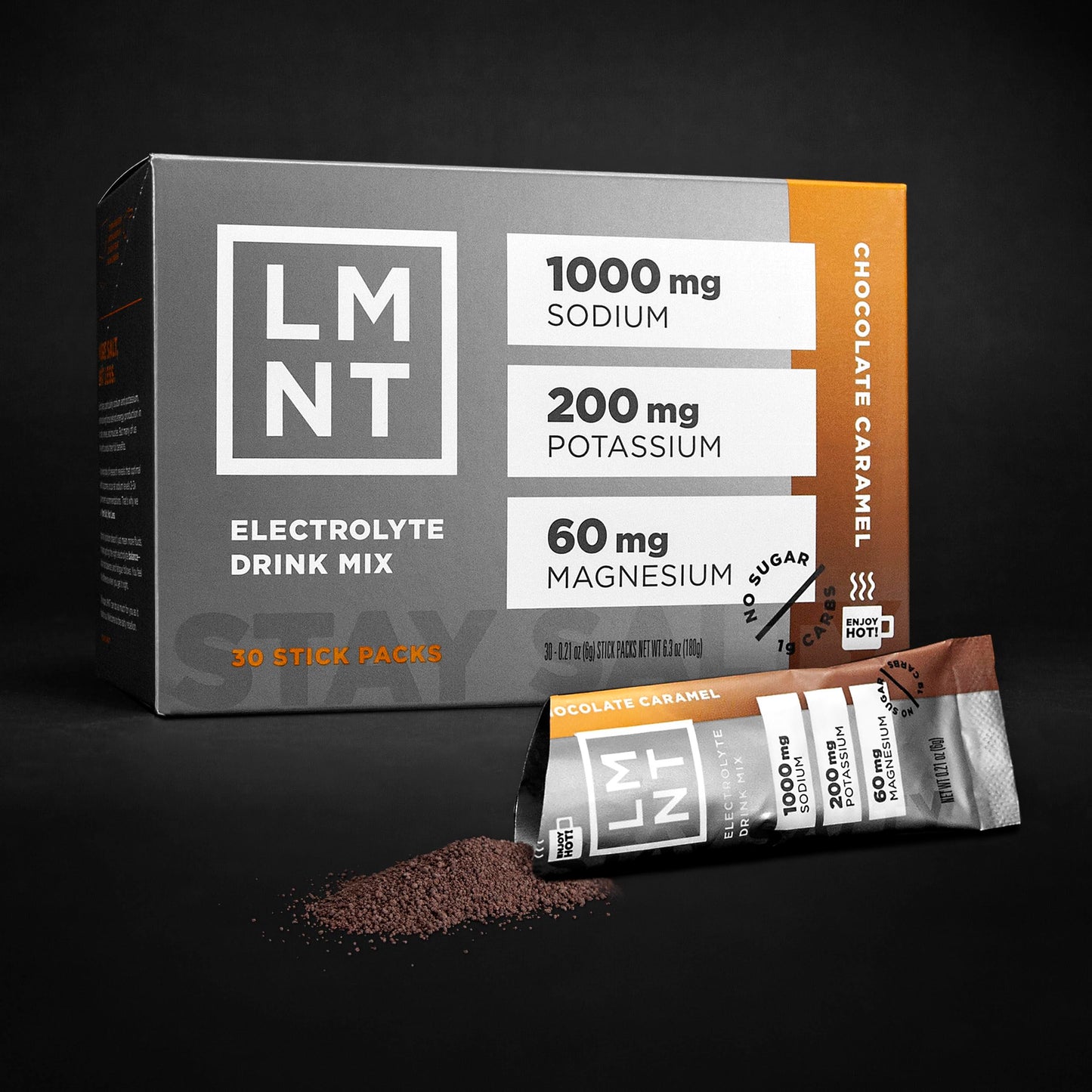 Drink LMNT Zero Sugar Hot Chocolate & Coffee Mixer - Chocolate Caramel Salt - 30 Count - Model 850009273697