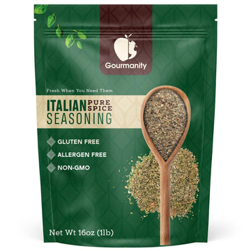 Gourmanity Italian Seasoning, The Perfect Blend Of Oregano, Basil, Marjoram, Rosemary And Thyme Herbs, Salt-Free, Use On Spaghet