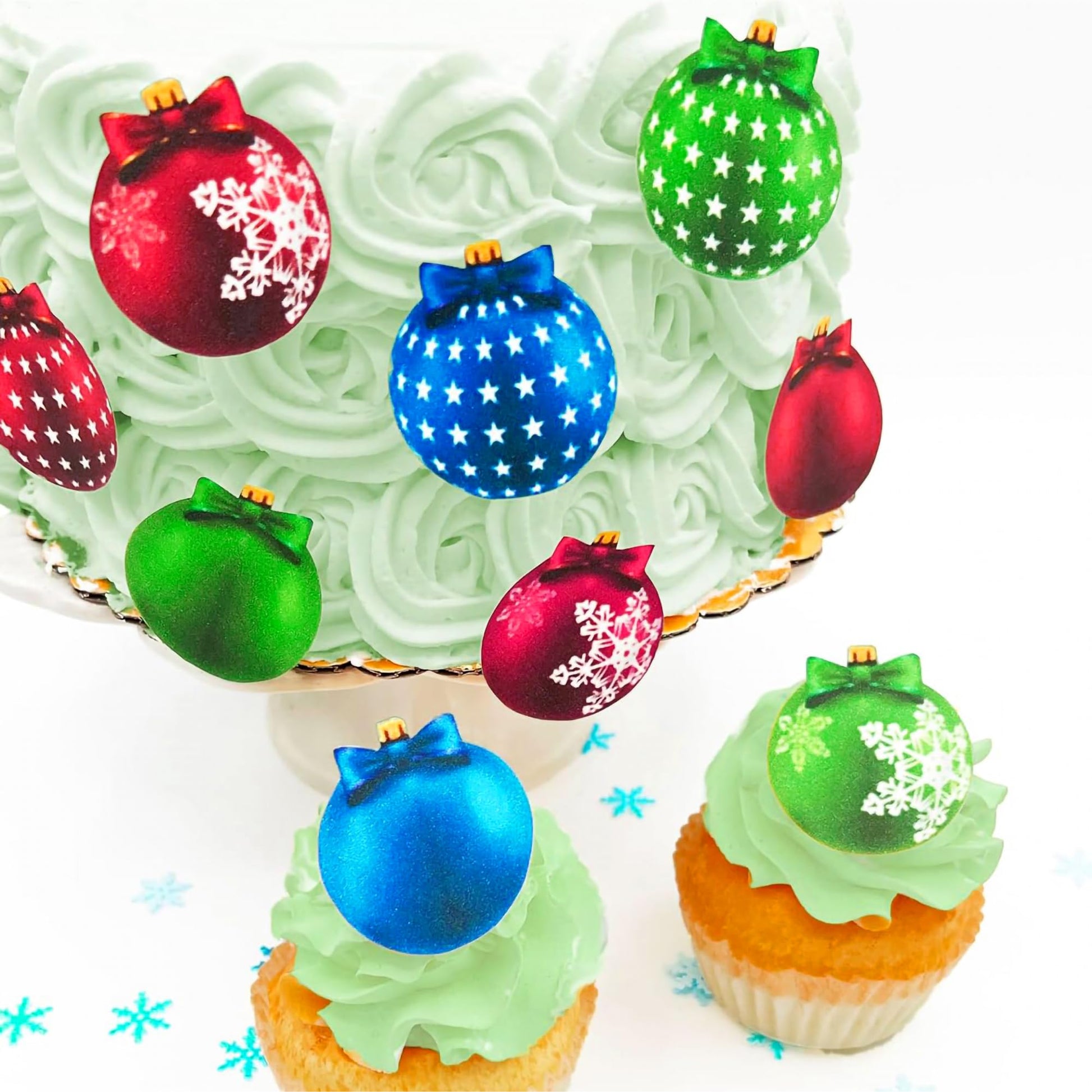Sugar Robot Edible Wafer Paper Christmas Ornaments - Edible Cake Decorations - Cupcake Toppers - Cake Topper - Enhanced Crafted In Usa - 24 Pcs Pack