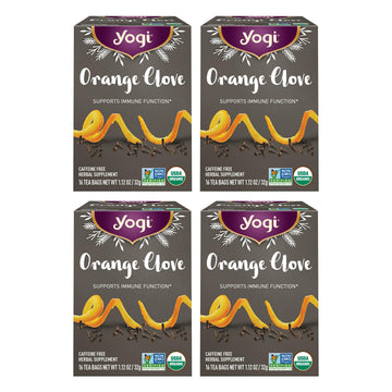Yogi Tea Orange Clove - Limited Edition Organic Caffeine-Free Holiday Tea - 16 Bags per Pack (4 Packs)